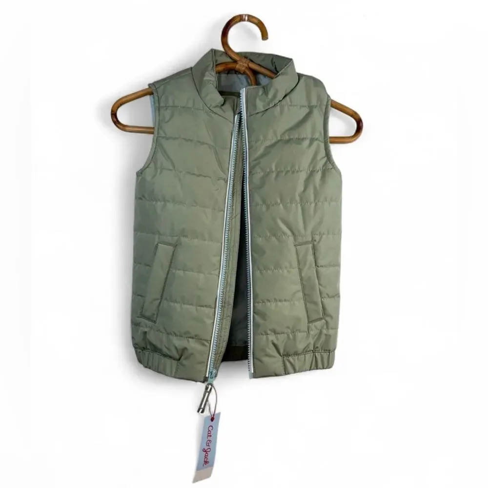 NWT! Cat & Jack Green Quilted Puffer Vest Kids size 5T